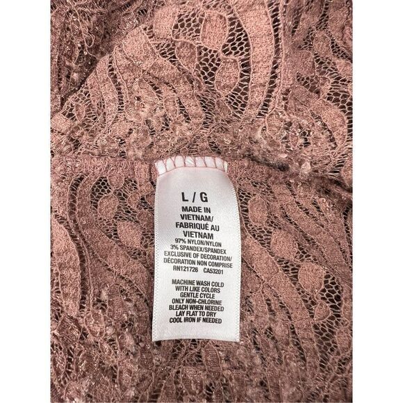Aeropostale Women’s Large Lace Long Sleeve Pullover Blouse Mauve Lace Up Top Y2K - Picture 7 of 7